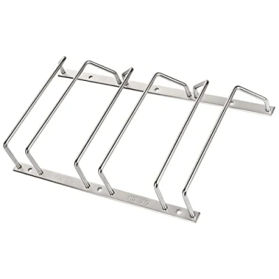 Image of 7 Inch Gold Wine Glass Rack, Under Cabinet Holder Stainless Steel Stemware Rack Hanging for Kitchen Bar (3 Rows, 1 Pack)