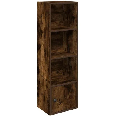 Image of vidaXL Bookcase/Storage Shelf Modern Smoked Oak, Engineered Wood 31x24x102 cm w/Adjustable Doors &amp; Ample Storage