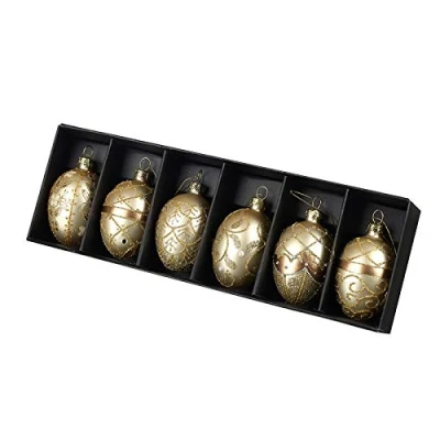 Image of Heaven Sends Gold Glass Hanging Oval Bauble Set