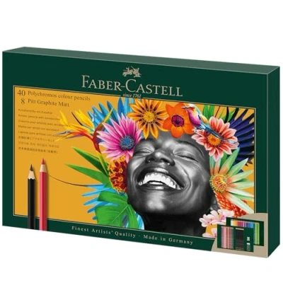 Image of Faber Castell Art &amp; Graphic Polychromos Colour Pencil, Gift Set, Mixed Media Multicoloured, For Art, Craft, Drawing, Sketching, Home, School, University, Colouring