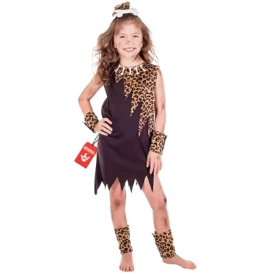 Image of Fun Shack Kids Stone Age Costume Girl, Caveman Kids, Girls Costume, Small