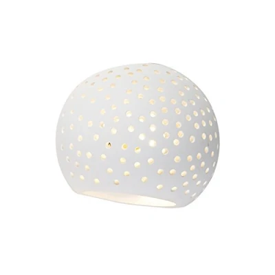 Image of Qazqa Vintage Bowl Wall Lamp I Light White PlasterICeramic Blur Retro Suitable for LED G9 1 Plaster Living Room Kitchen Bedroom