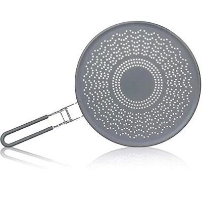 Image of Dciustfhe Silicone Splatter Screen,Grease with Folding Handle,for Guards&amp;Fry,13 Inch,Gray