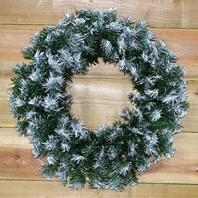Image of Premier 50cm Snow Tipped Green Christmas Wreath Decoration
