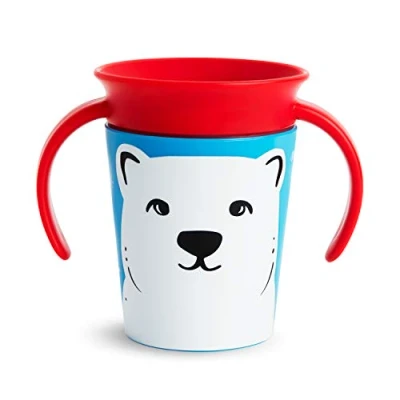 Image of Munchkin Miracle 360 WildLove Trainer Cup 6 oz/177 ml Spill Proof BPA Free Toddler with Drinking Edge Eco Friendly Packaging Polar Bear