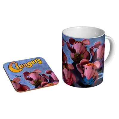 Image of stopper The Clangers Classic Ceramic Coffee Mug + Coaster Gift Set
