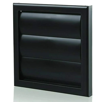 Image of Blauberg Black Gravity Grille 100mm 4 inch External Ducting Air Vent with Round Spigot Intake Wall Extractor Fan and Non Return Shutters for Exhaust