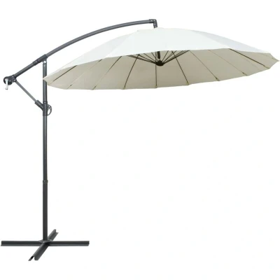 Image of vidaXL Hanging Garden Parasol White 3 m Aluminium Pole