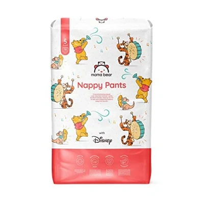 Image of Amazon Brand Mama Bear Disney Nappy Pants, Size 5 (12 17 kg), 70 Count, White