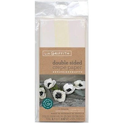 Image of Lia Griffith LG11026 Double Sided Crepe Paper, White &amp; Vanilla Pack of 2