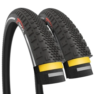 Image of Fincci Pair Reflective 700 x 38c 40 622 Gravel Tyres with 1mm Antipuncture Protection Pack of 2, Ideal for Electric, Road, MTB, and Hybrid Bikes