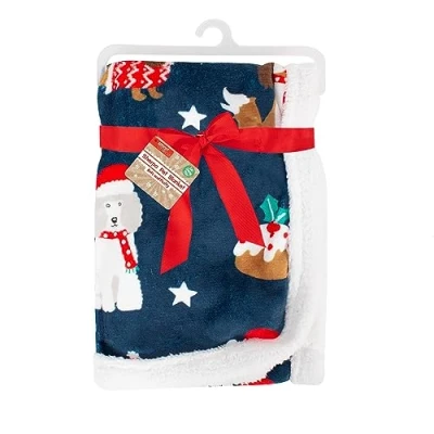 Image of YöL Christmas Pet Dog Puppy Blanket Festive Warm Sherpa Fluffy Comforter Fleece Xmas Cute Super Soft 90x70cm