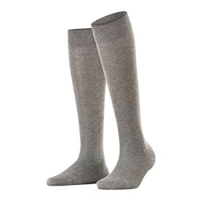 Image of 1 Pair Light Grey Melange Sensitive London Left and Right Comfort Cuff Cotton Knee High Socks Ladies 2.5 5 Falke