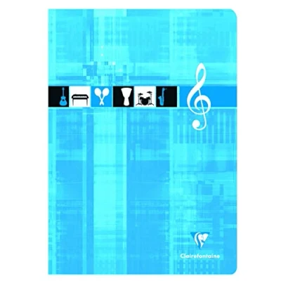 Image of Clairefontaine Ref 3114C Staple bound Music Notebook (24 Sheets) A4 (210 x 297mm) in Size, Rulings, 90gsm Brushed Vellum Paper Assorted Colours (Pack of 10)