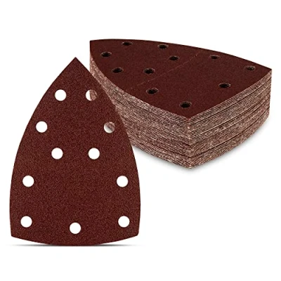 Image of Prio sanding triangles │ 100 pieces 11 hole 105 x 152 mm grain 80 for multi sanders sheets triangular pads sandpaper