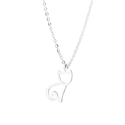 Image of Belons 925 Sterling Silver Cute Cat Pendant Necklace Adjustable Chain for Girls Women Kids