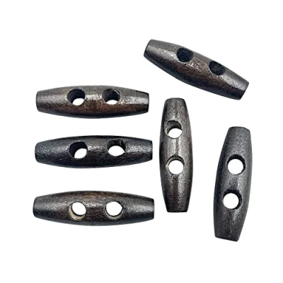 Image of 2 Holes Wooden Buttons Horn Toggle Sewing Tooth Shape Knitting Accessory for Coat Jacket Craft DIY 50mm 50pcs ET2113