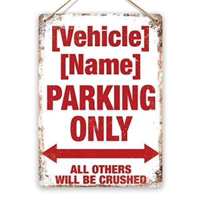 Image of wtf Custom Vehicle Parking Twine Metal Wall Sign Plaque Art Inspirational Personalised