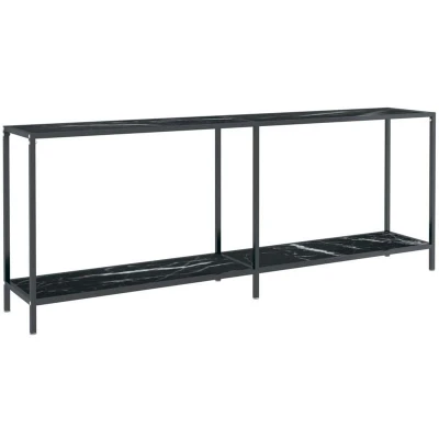 Image of vidaXL Console Table Black 200x35x75.5 cm Tempered Glass