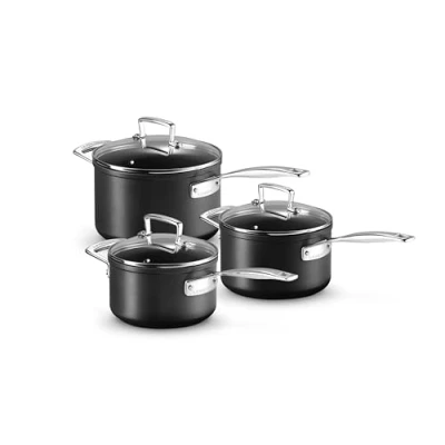 Image of Le Creuset Toughened Non Stick 3 Piece Saucepan Set
