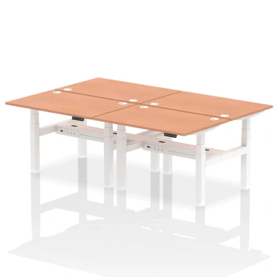 Image of Air B2B 1200x800mm Height Adjustable 4P Bench Desk CP Beech/White