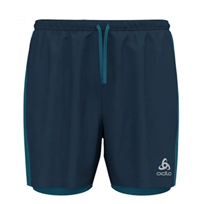 Image of Odlo Men 2 in 1 Running Shorts ESSENTIALS 5 INCH, blue wing teal saxony blue, S