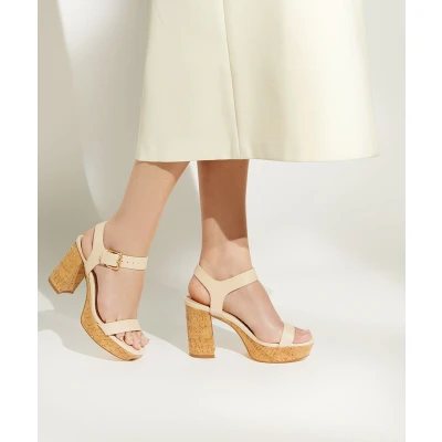 Image of Dune London Womens Ladies JARELL Corkscrew Platform Sandals Beige Size UK 6