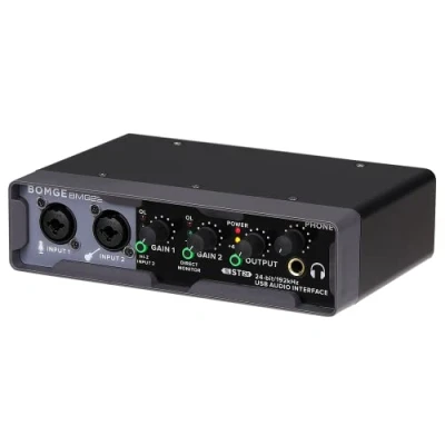 Image of BOMGE USB Audio Interface(24 bit/192 kHz) with XLR, phantom power, Direct Monitoring, Loopback for PC Recording, Streaming,Guitarist, Vocalist,and Podcasting