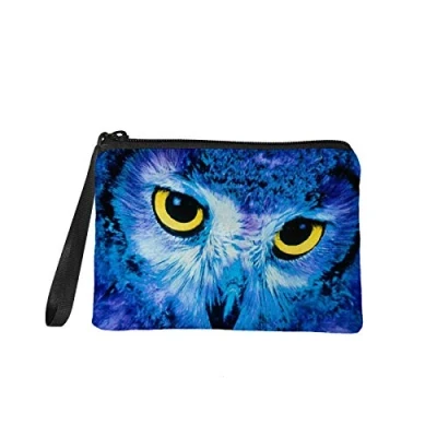 Image of TOADDMOS Blue Owl Small Coin Purse Change Pouch Soft Wallet Bag with Zipper for Women Men