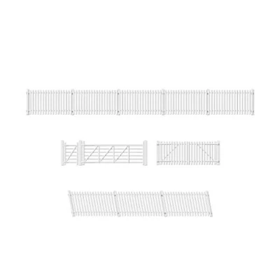 Image of Ratio GWR Station Fencing (white) with Gates &amp; Ramps