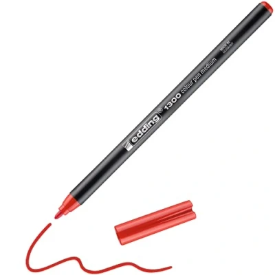 Image of edding 1300 Colour Pen Medium Red 1 Round Nib 2 mm Felt for Drawing and Writing School, Mandalas, Bullet Journals