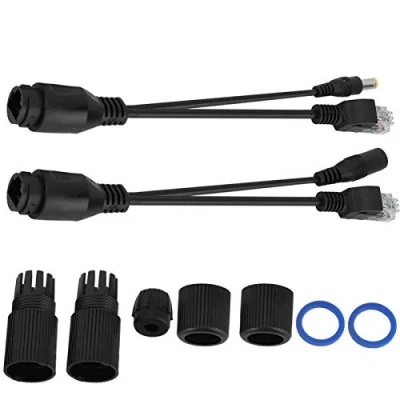 Image of PoE Splitter 12V Power over Ethernet Passive Adapter Injector Waterproof Adapter(black)