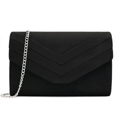 Image of Milisente Women Clutches Velvet Evenlope Evening Bag Classic Clutch Purse (Black)