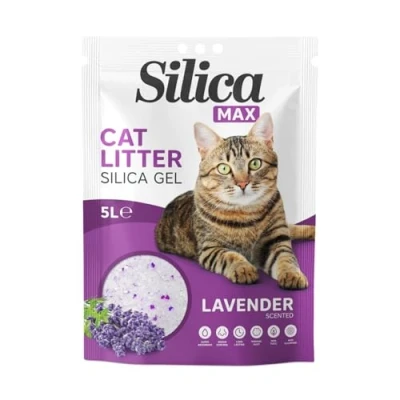 Image of FabFinds Silica Max Cat Litter Antibacterial Gel Non clumping Long Lasting Odour Control Dust Free 5L (Single Pack Lavender 5L)