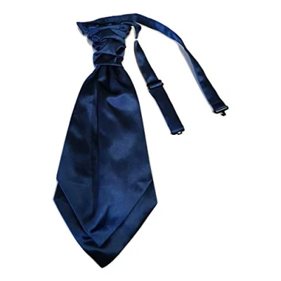Image of Kids Boy Children Satin Wedding Ruche Cravat Tie Party Event (Navy)
