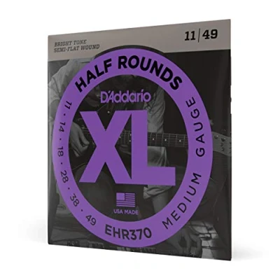 Image of D&#039;Addario Guitar Strings XL Half Rounds Electric Semi Flat Wound Bright Tone, Smooth Feel, Reduced Finger Noise EHR370 Medium, 11 49