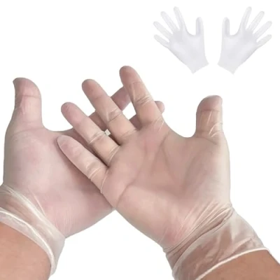 Image of G4GADGET 100 Large Clear Vinyl Powder Free Examination Gloves Latex