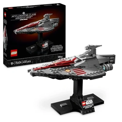 Image of LEGO Star Wars 75404 Acclamator Class Assault Ship, Collectible Starship Model Building Set with a Display Stand, Birthday Gift Idea for Teenage &amp; Adult Fans of Attack The Clones