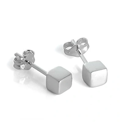 Image of Sterling Silver 4mm Cube Stud Earrings