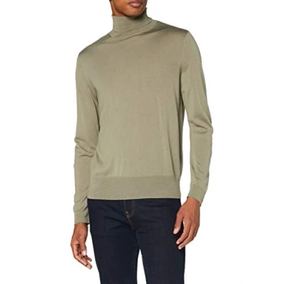 Image of FALKE 60129 Men&#039;s Turtleneck Long Sleeved Shirt, Vetiver, M