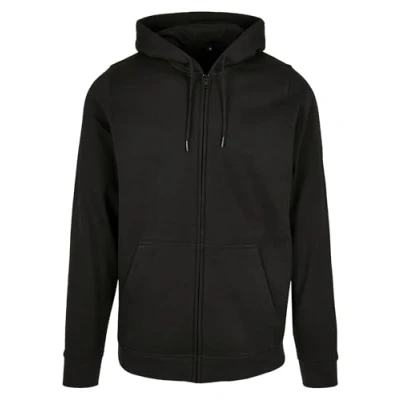 Image of Build Your Brand Men&#039;s Basic Zip Hoody Hooded Sweatshirt, Black, 4XL
