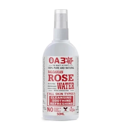 Image of OA3 100% Pure Organic Rose Water Spray Natural Hydrating &amp; Smoothing Facial Toner, Body Revitalizer, Hair Scalp Conditioner