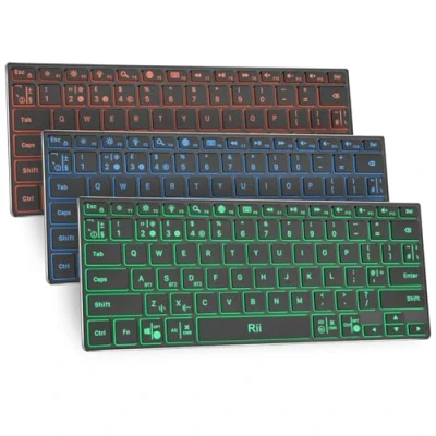 Image of Rii X9 Bluetooth Keyboard, Wireless Keyboard with RGB Backlit, Rechargeable 5.0 Aluminium Case for iPad, Tablet, Surface, PC, Laptop, Smart TV