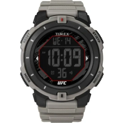 Image of Timex Men&#039;s UFC Rumble 50mm Watch, Tan Strap Digital Dial Black Case