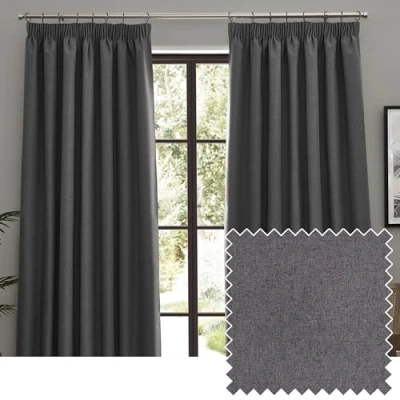 Image of furn. Dawn Blackout Pencil Pleat Curtains Width x Drop 168 137cm (66 54) Charcoal