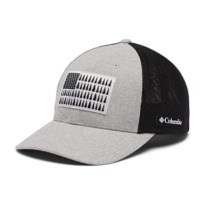 Image of Columbia Tree Flag Mesh Ball Cap Baseball Grey Heather/Black, X Large