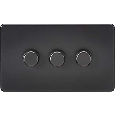 Image of KnightsBridge 3G 2 way 10 200W (5 150W LED) Intelligent Screwless Dimmer Matt Black