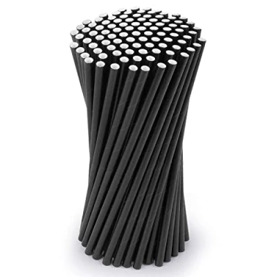 Image of Vicloon Straws Paper, Drinking Straw Biodegradable Recyclable, Party for Birthday, Wedding, Christmas, Rainbow (Black 100PCS)