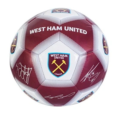 Image of West Ham United FC Official Signature Design Football (Size 5) (White/Claret)