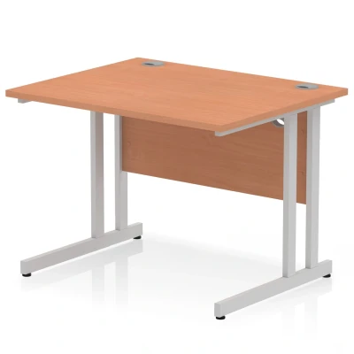 Image of Impulse 1000 x 800mm Straight Desk Beech Top Black Cantilever Leg